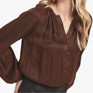 Melloday shimmer brown blouse button down